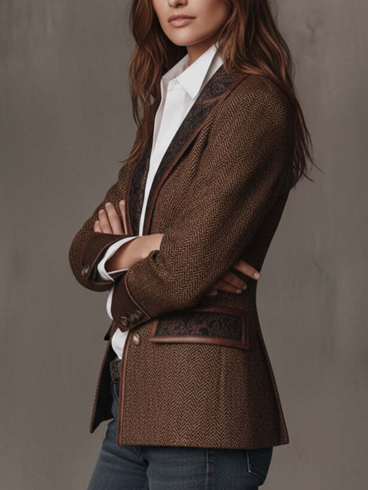 Odette | Herringbone Panel Blazer