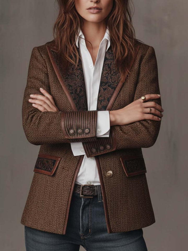 Odette | Herringbone Panel Blazer