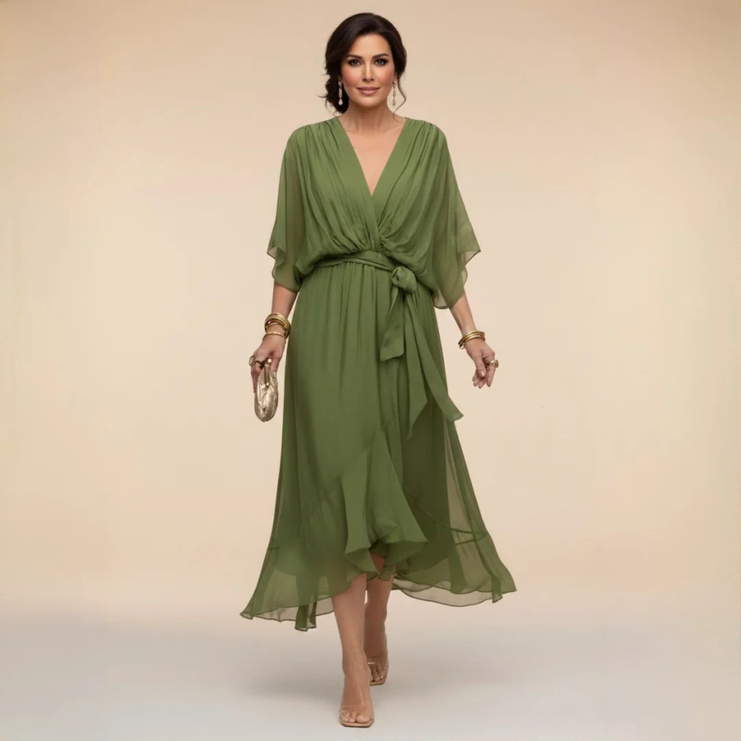 Marta™ | Chiffon Dress With V-Neck