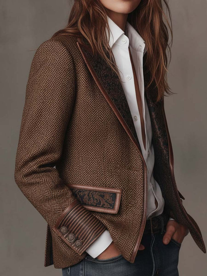 Odette | Herringbone Panel Blazer