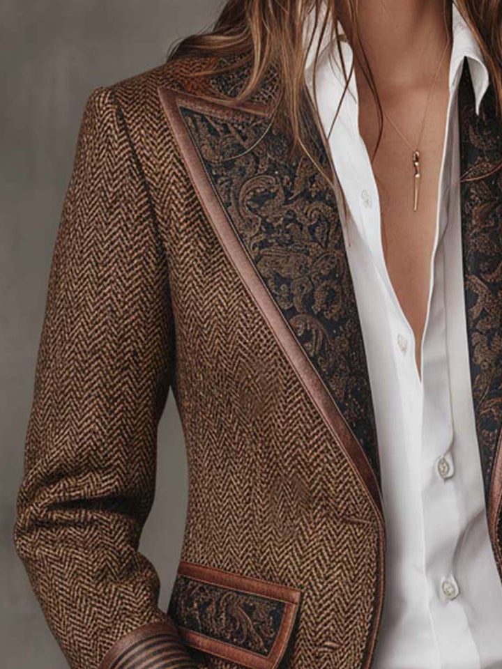 Odette | Herringbone Panel Blazer