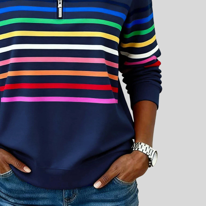 Marlowe | Striped Quarter-Zip Sweatshirt