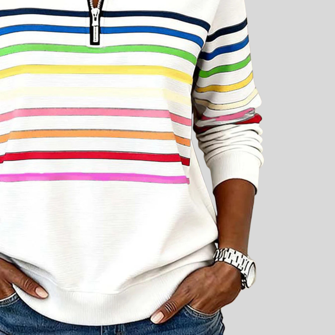 Marlowe | Striped Quarter-Zip Sweatshirt