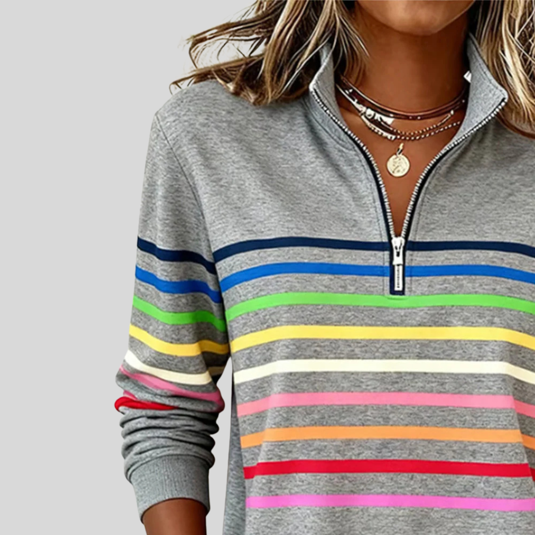 Marlowe | Striped Quarter-Zip Sweatshirt