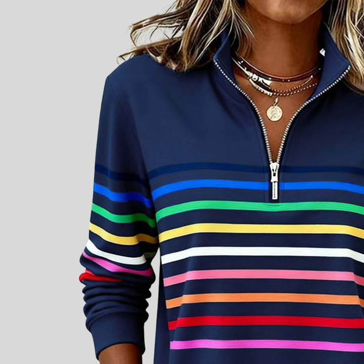 Marlowe | Striped Quarter-Zip Sweatshirt