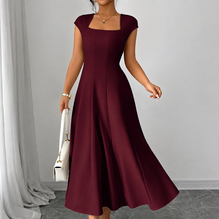 Elodie | Square-Neck A-Line Midi Dress
