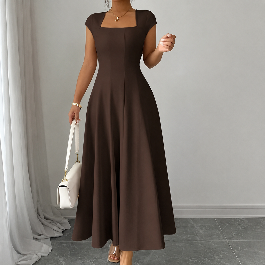 Elodie | Square-Neck A-Line Midi Dress