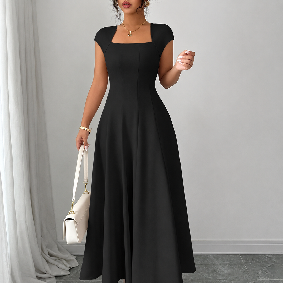 Elodie | Square-Neck A-Line Midi Dress