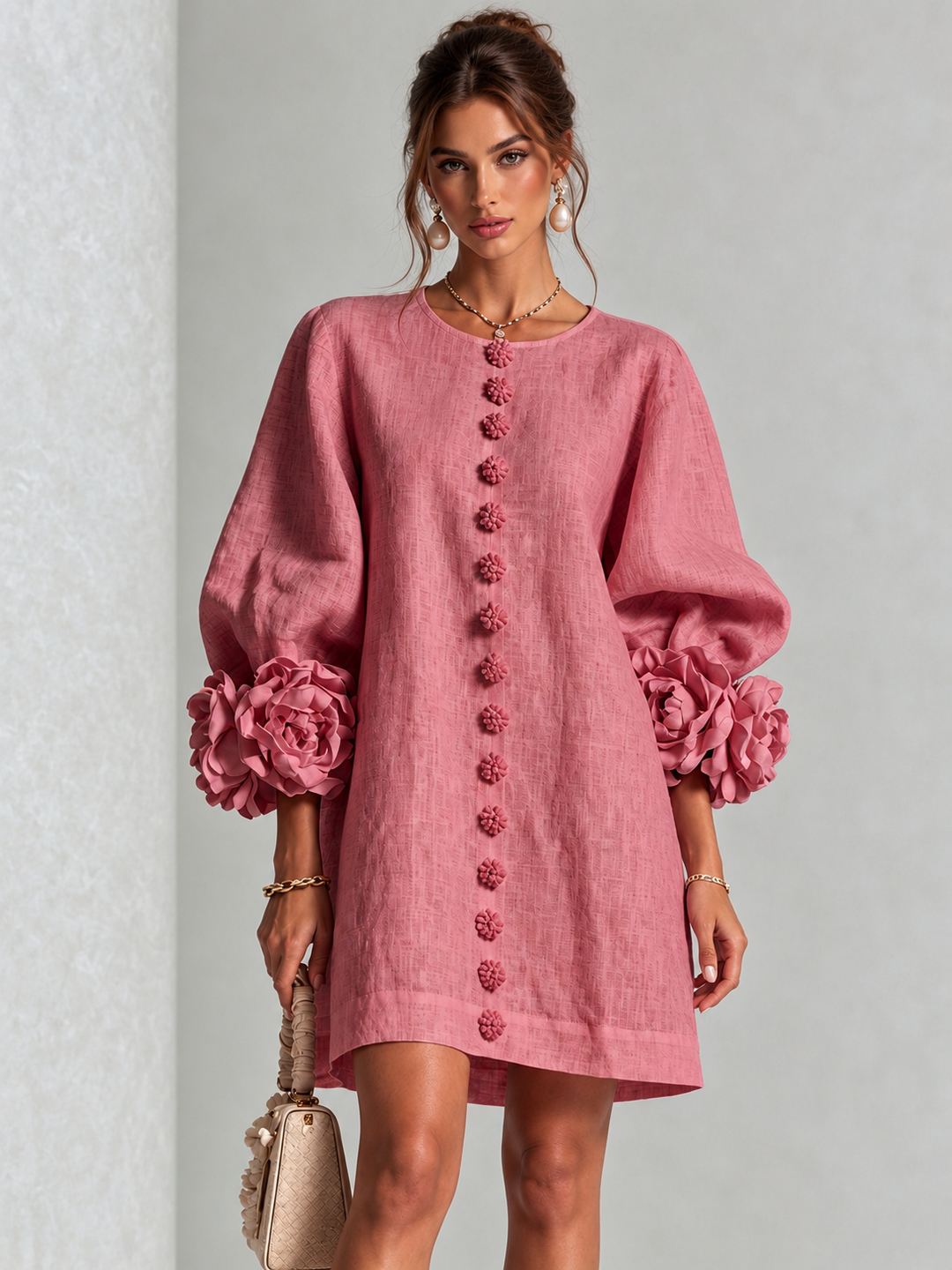 Aurelia | Floral-Cuff Mini Dress