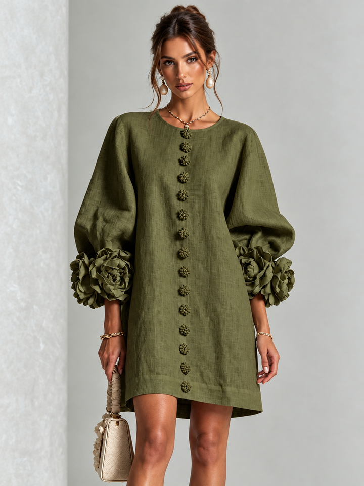 Aurelia | Floral-Cuff Mini Dress