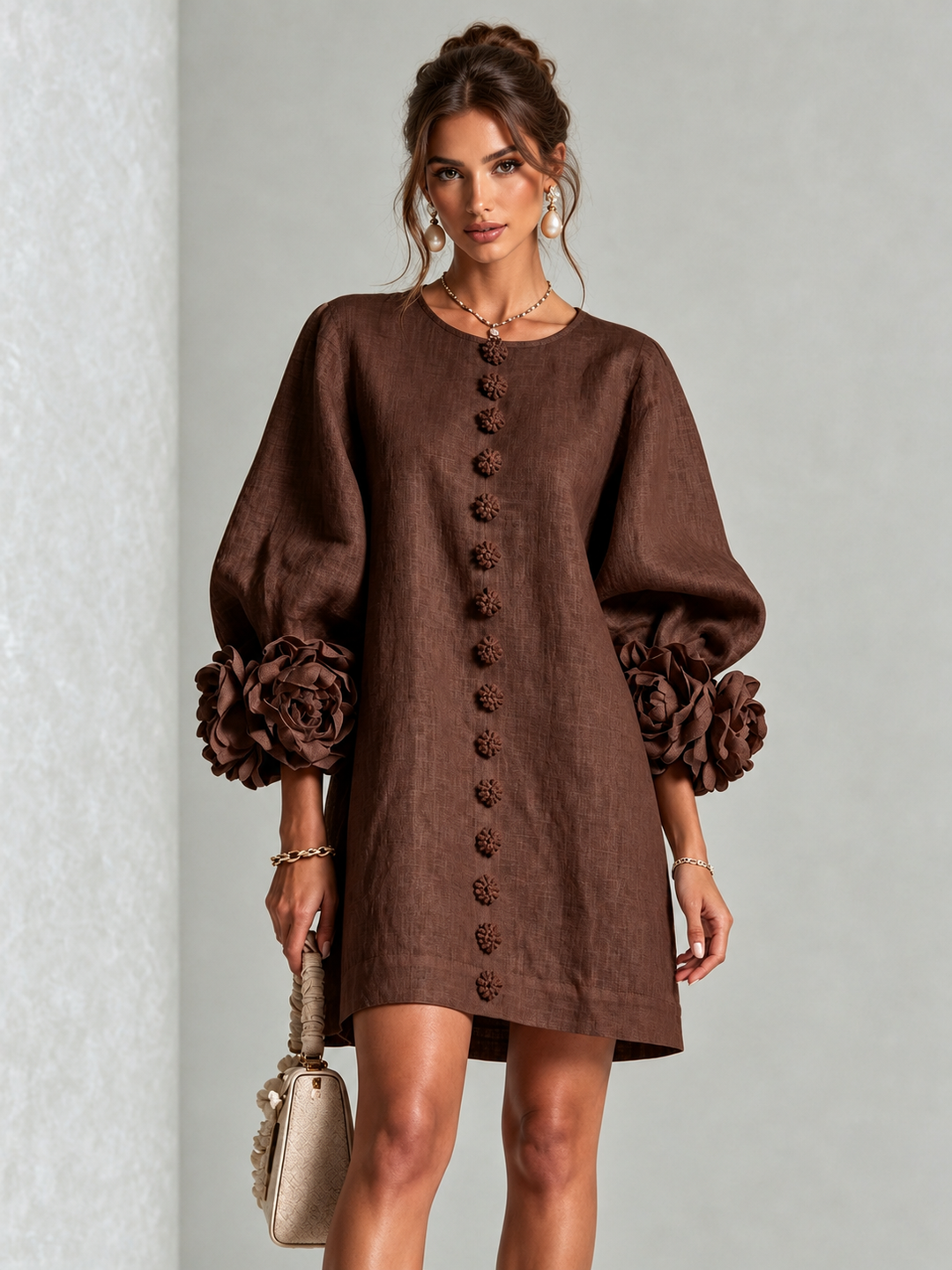 Aurelia | Floral-Cuff Mini Dress