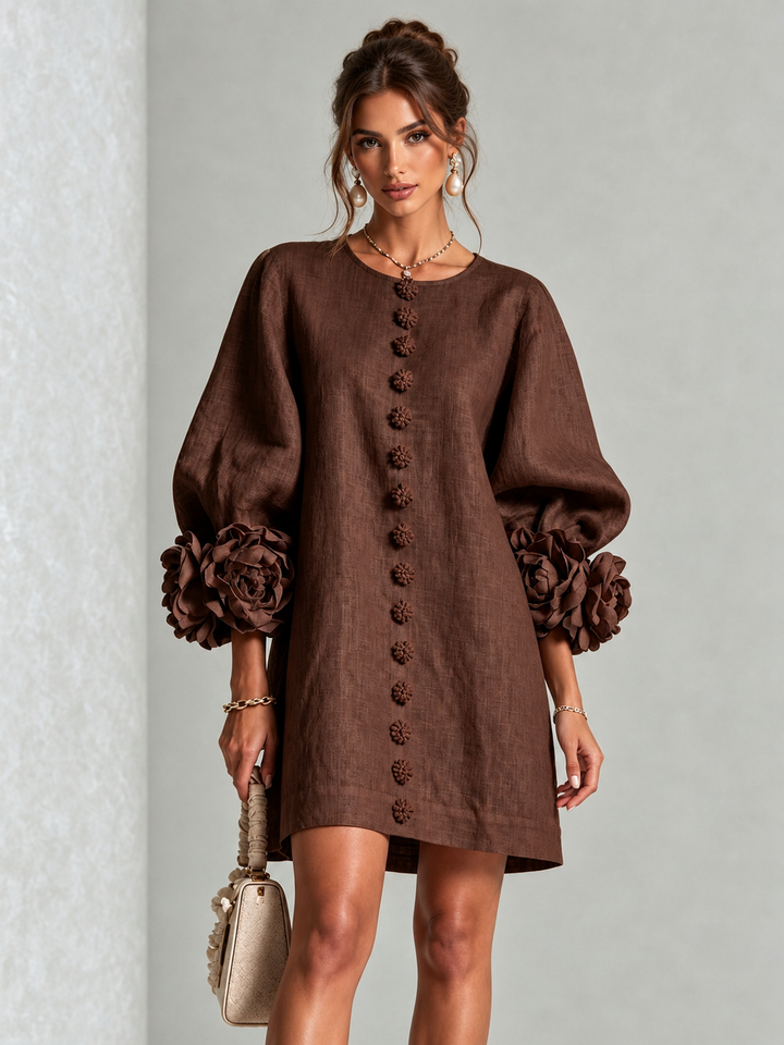 Aurelia | Floral-Cuff Mini Dress