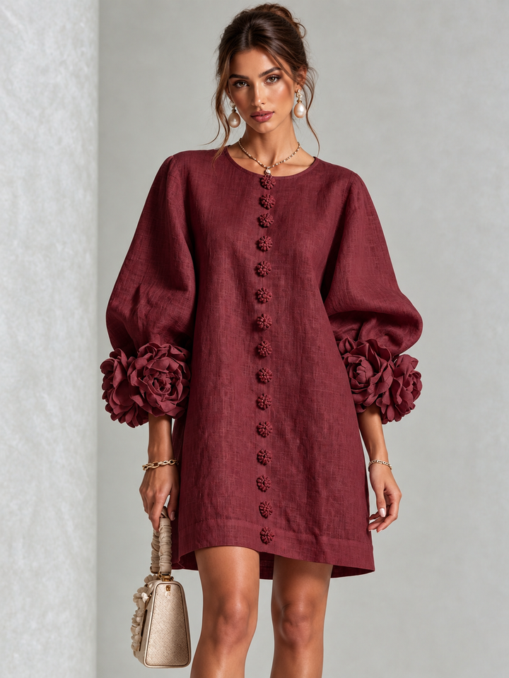 Aurelia | Floral-Cuff Mini Dress