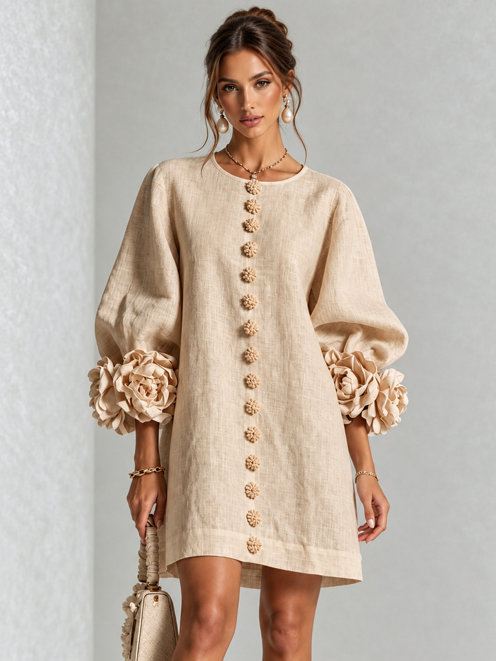 Aurelia | Floral-Cuff Mini Dress