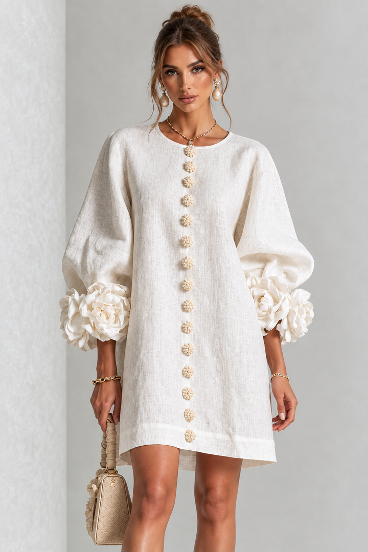 Aurelia | Floral-Cuff Mini Dress