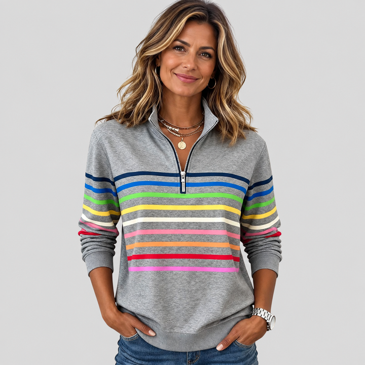 Marlowe | Striped Quarter-Zip Sweatshirt