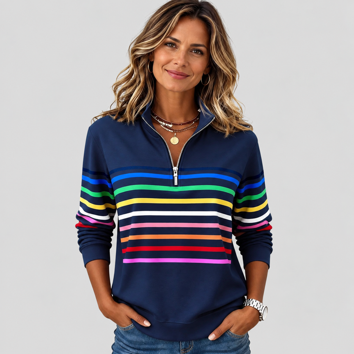 Marlowe | Striped Quarter-Zip Sweatshirt