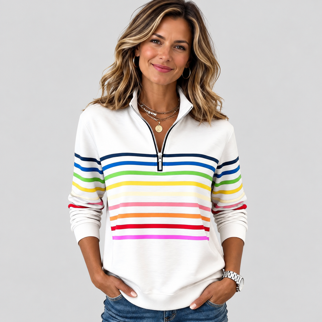 Marlowe | Striped Quarter-Zip Sweatshirt