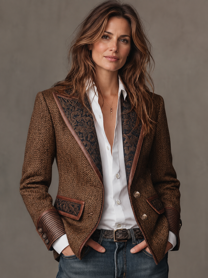 Odette | Herringbone Panel Blazer