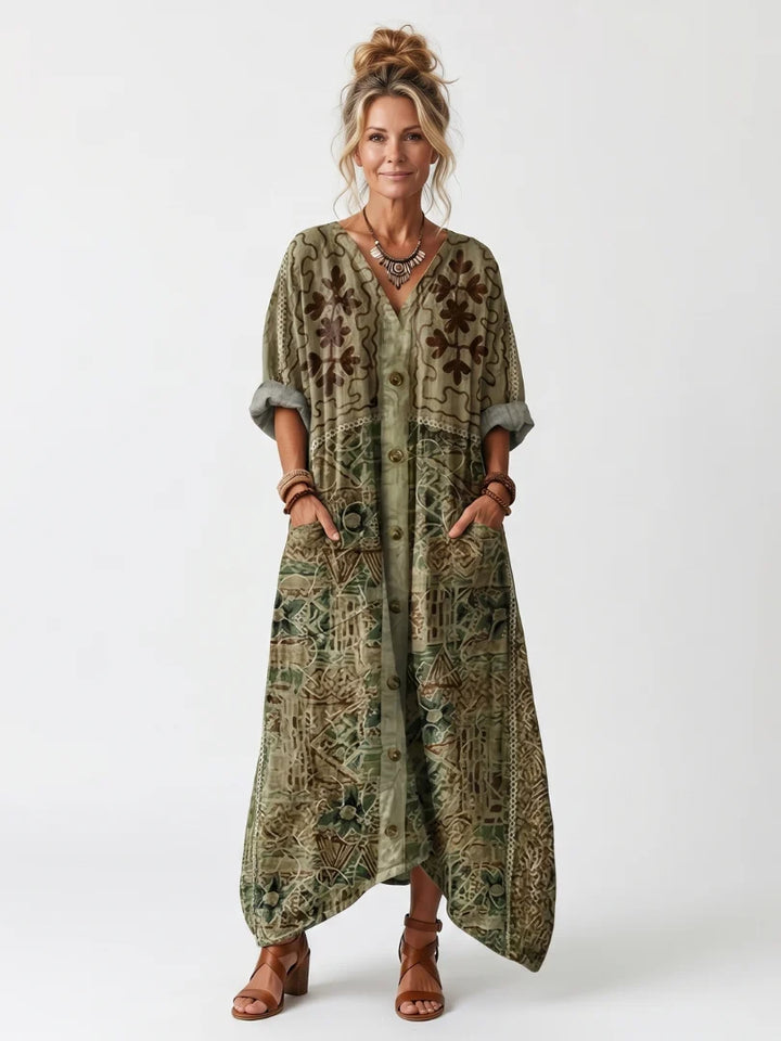 Kenza | Button Front Oversized Pocket Midi Dress