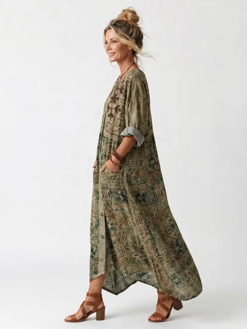 Kenza | Button Front Oversized Pocket Midi Dress
