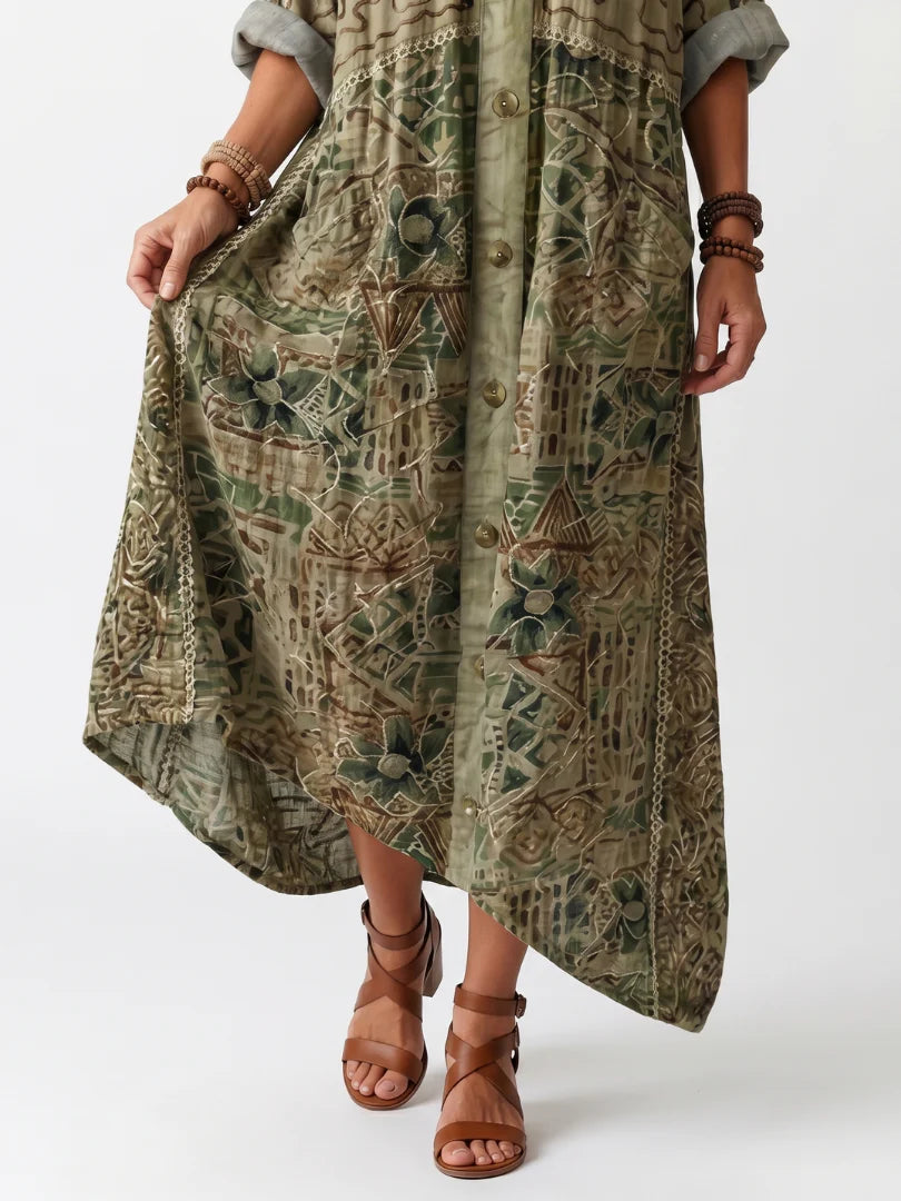 Kenza | Button Front Oversized Pocket Midi Dress