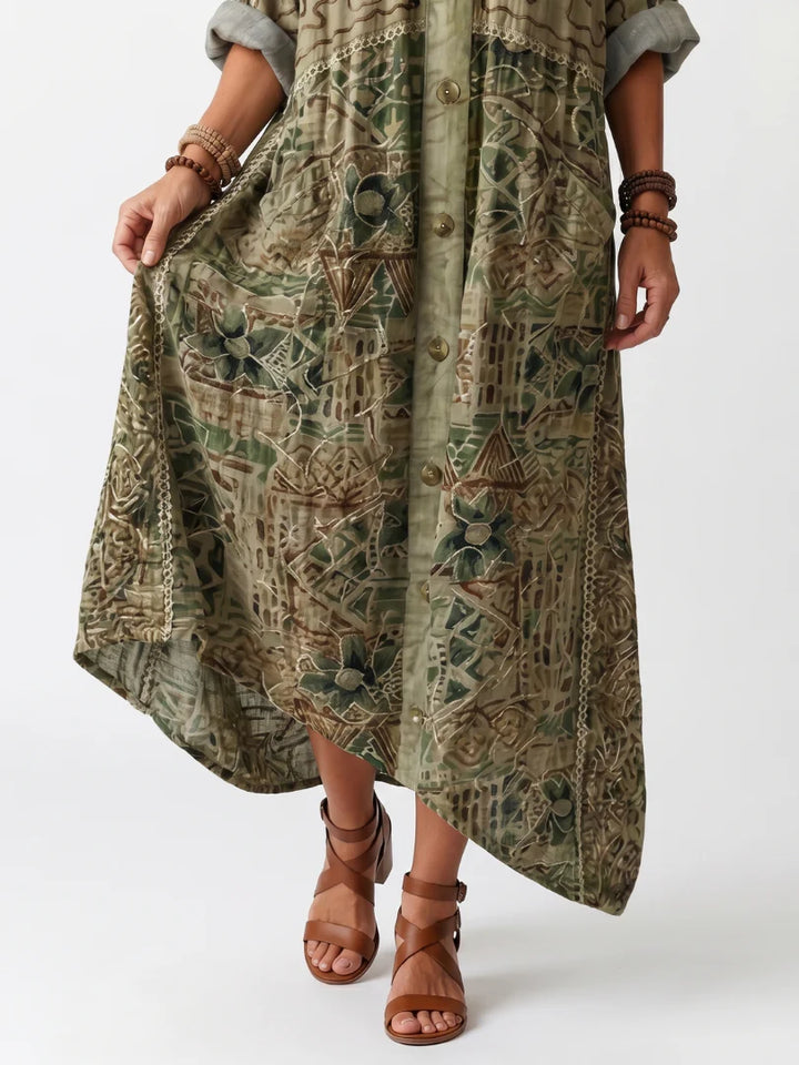 Kenza | Button Front Oversized Pocket Midi Dress