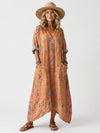 Penelope | Notch Neck Printed Oversized Pocket Midi Dress