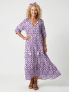 Remi | Printed Tassel Tie Midi Dress