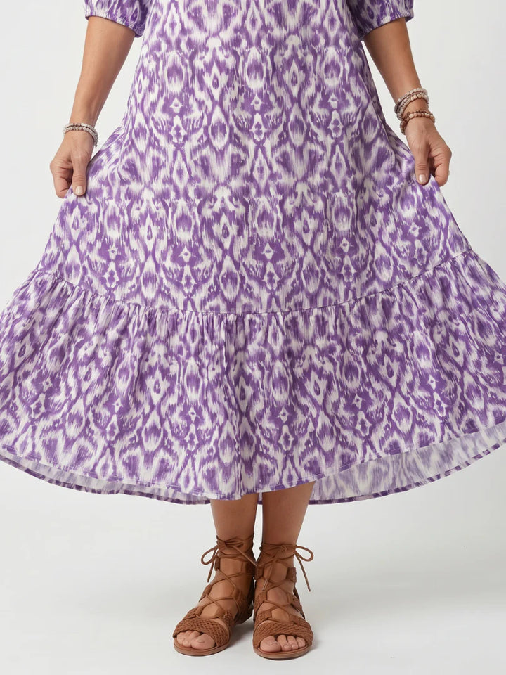 Remi | Printed Tassel Tie Midi Dress