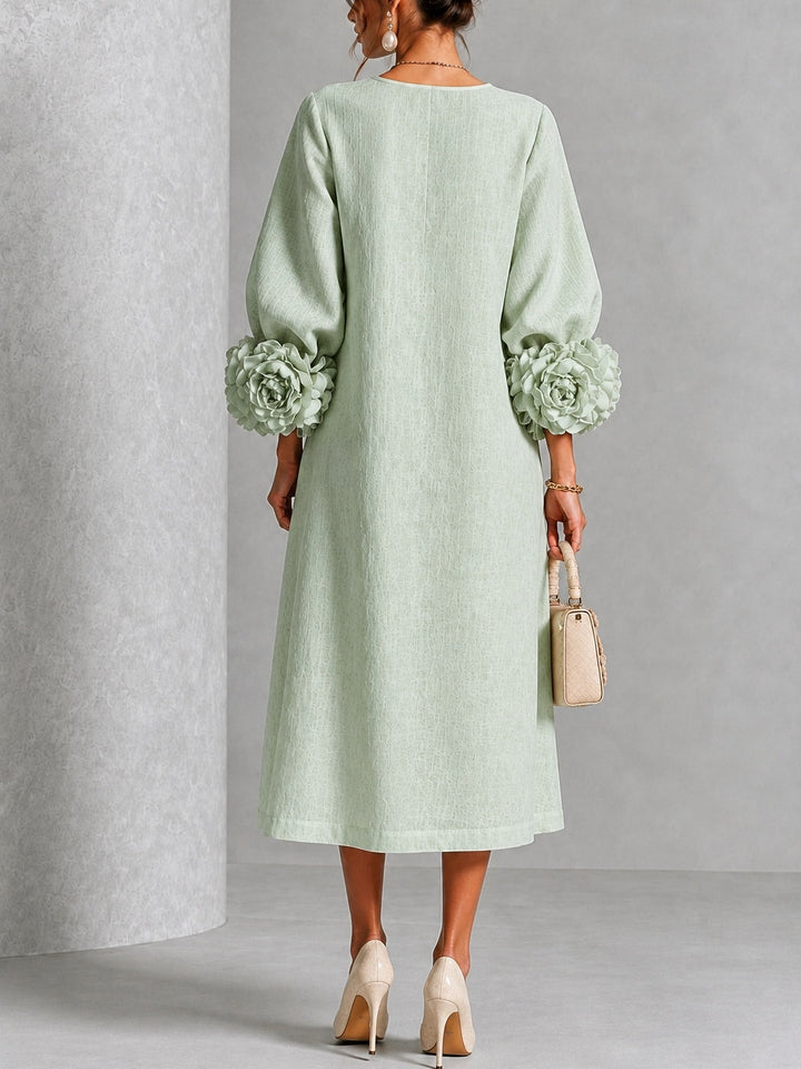 Estelle | Floral-Cuff Midi Dress