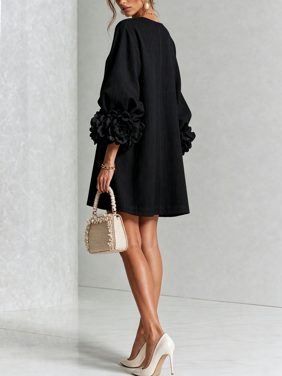 Aurelia | Floral-Cuff Mini Dress