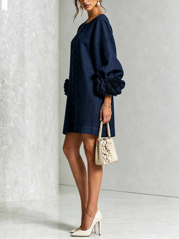 Aurelia | Floral-Cuff Mini Dress
