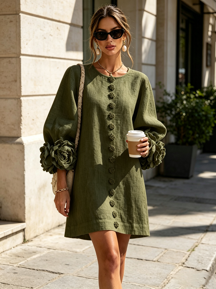 Aurelia | Floral-Cuff Mini Dress
