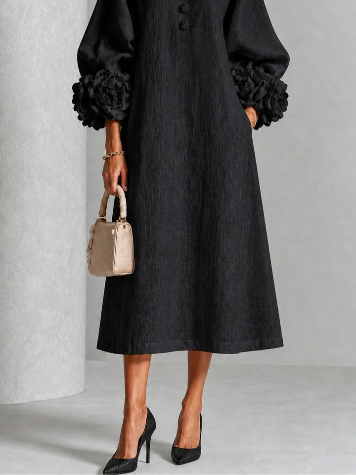 Estelle | Floral-Cuff Midi Dress