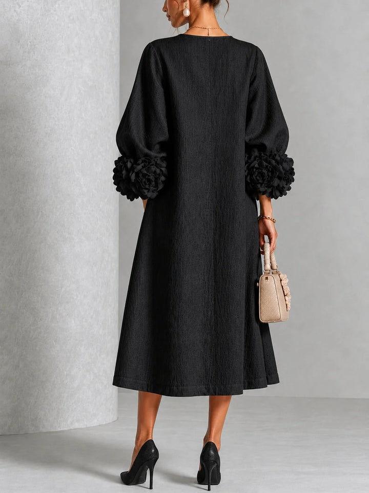 Estelle | Floral-Cuff Midi Dress
