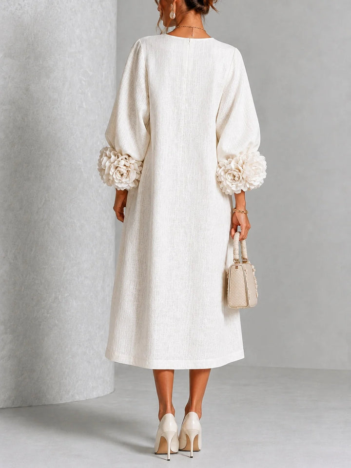 Estelle | Floral-Cuff Midi Dress