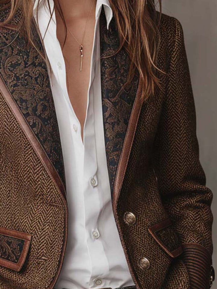 Odette | Herringbone Panel Blazer