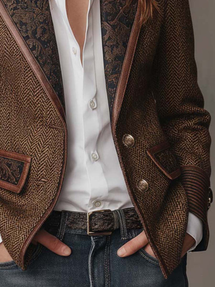 Odette | Herringbone Panel Blazer